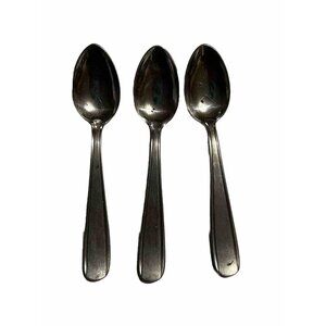 3 Demitasse SPOONs Vintage STABRITE stainless EDGED pattern Holland Flatware